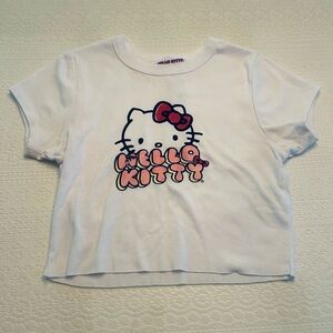 Forever 21 White Hello Kitty Crop T-Shirt XS Extra Small